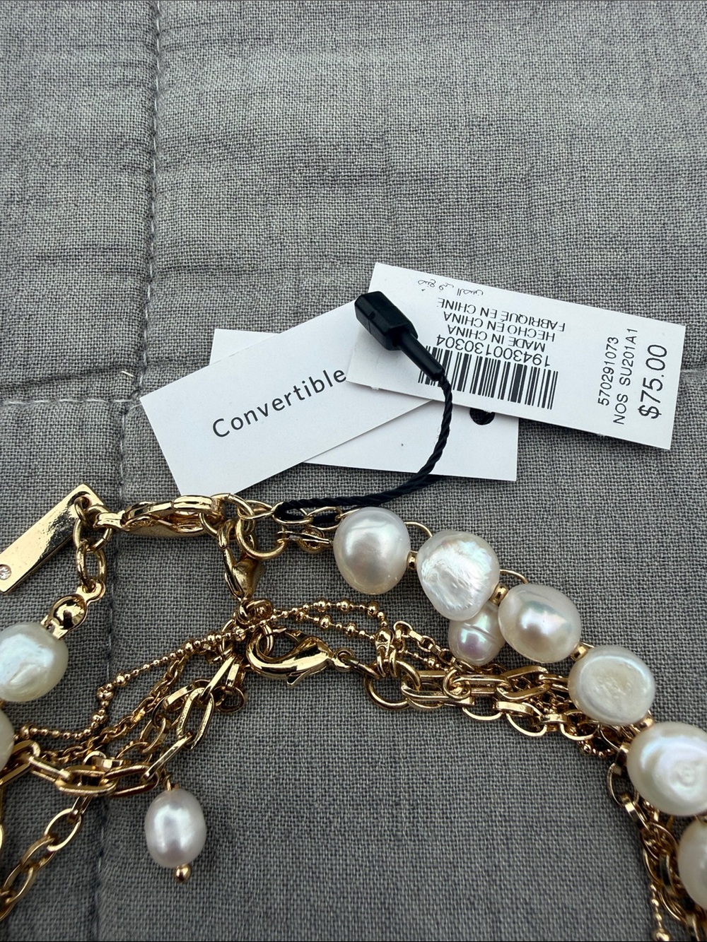Convirtable White House Black Market Gold and White Multi-Strand Pearl Necklace - Picture 2 of 5